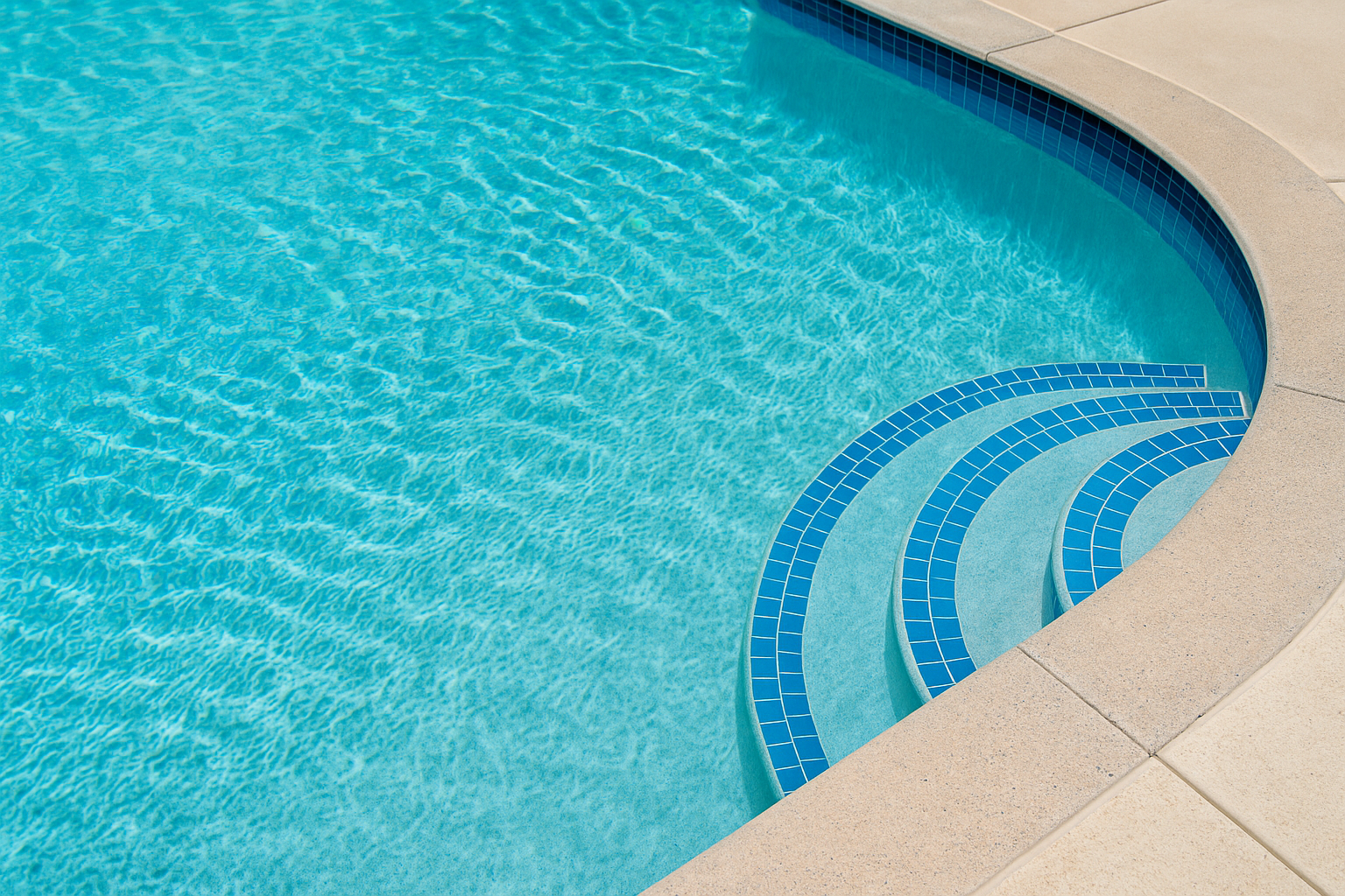 Pool stairs with new tile and plaster
