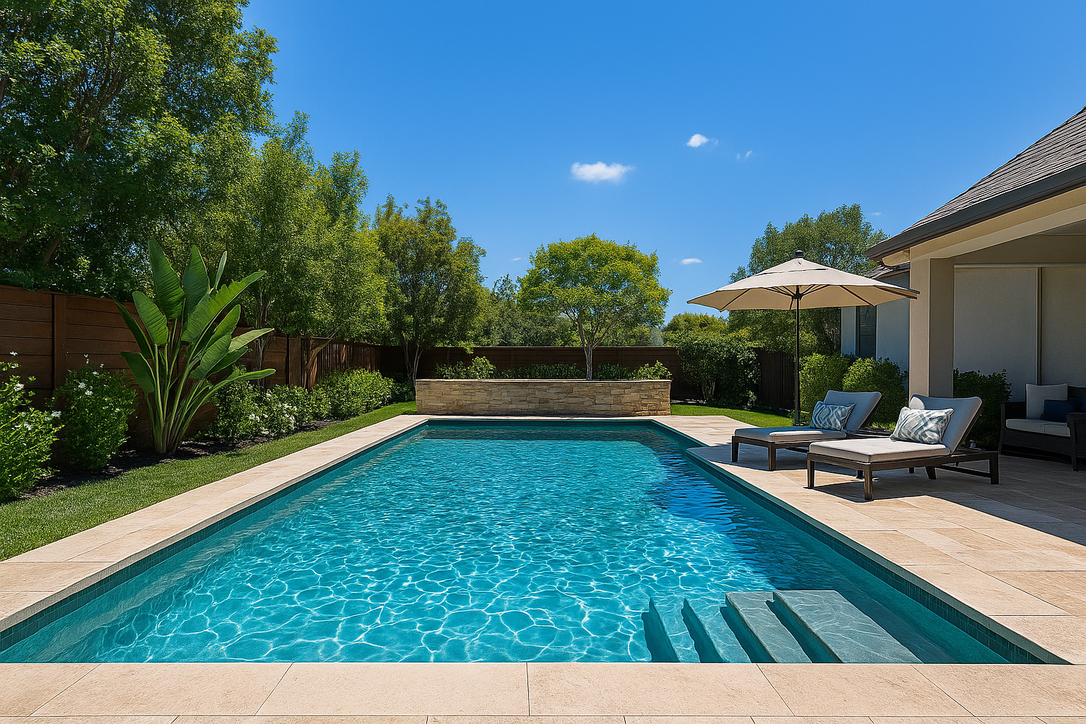 Modern pool with new plaster by Jale Pool Plaster in Houston